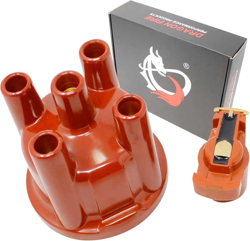 AIP Electronics DRAGON FIRE PERFORMANCE Heavy Duty Distributor Cap and Rotor Set Compatible Replacement For 69-91 VW Saab Volvo 1.1L 1.5L 1.6L 1.8L 1.9L 2.0L 2.1L 2.2L 2.3L 009 034 Type 1 I4 Oem Fit CAP1050 - Image 1